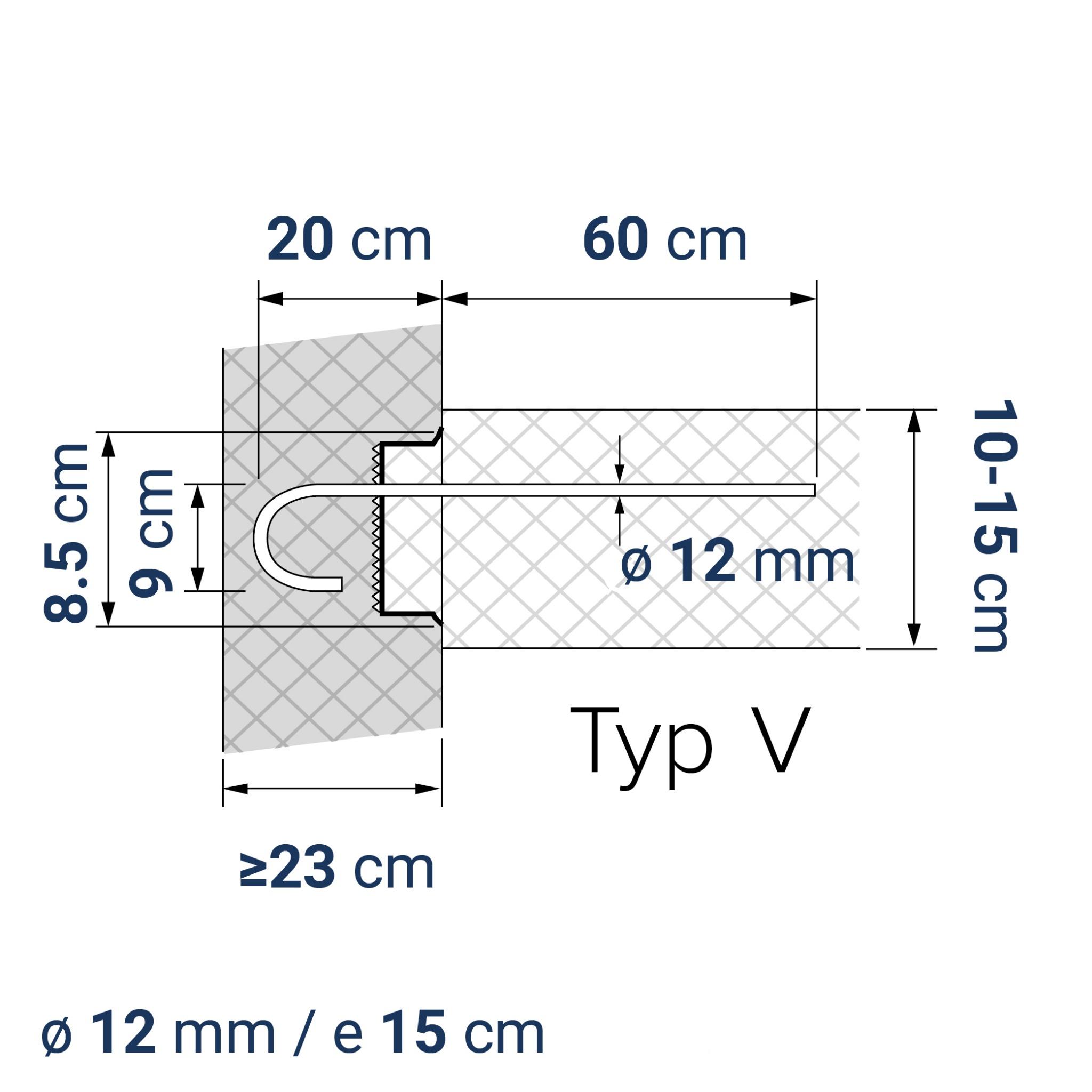 A432000431 7640324041063 BE-BOX® Bewehrungsbox Typ V12-15 h20 lü60 | Variante zu EBEA 43 | 80 cm | 6.30 kg/m